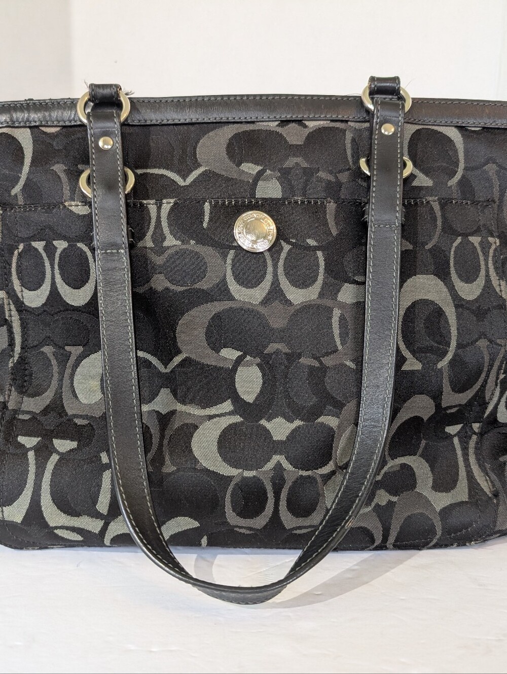 Coach 2008 Black Signature Jacquard Canvas Tote